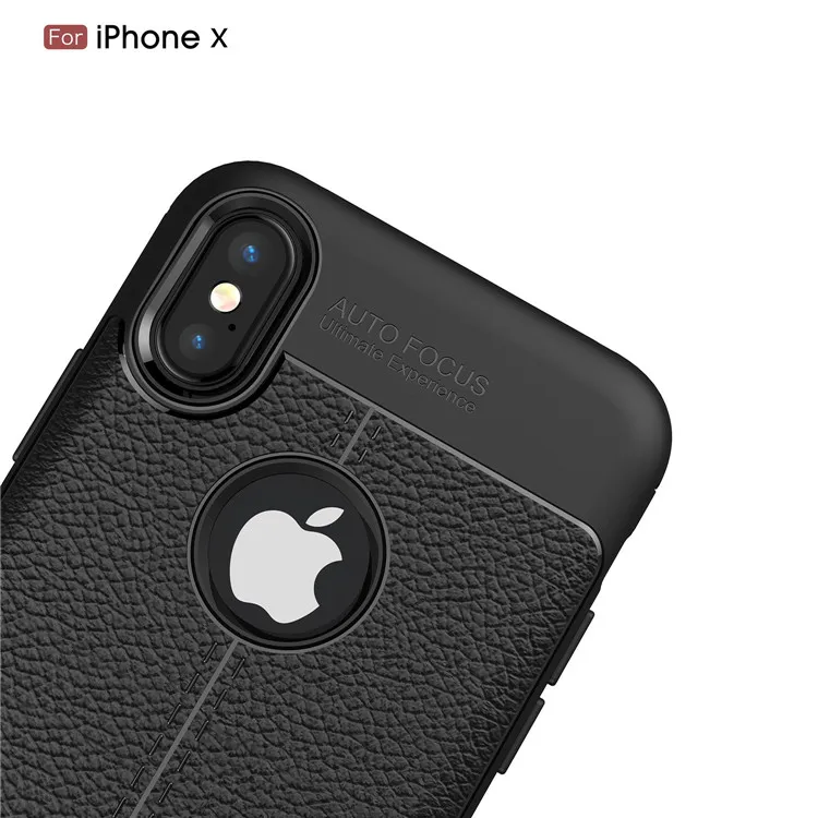 Черный ТПУ текстуру кожи Мягкий чехол для телефона IPhone X |