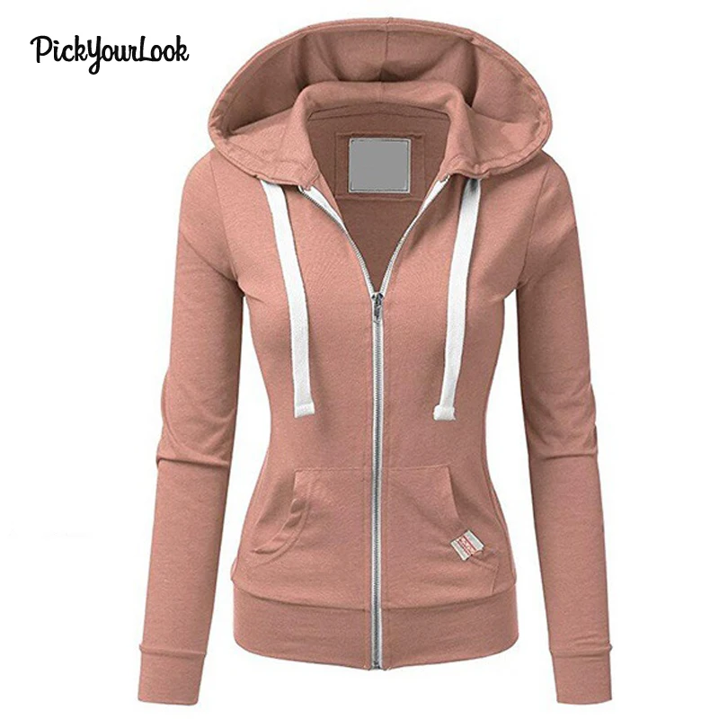 PickyourLook толстовки Женская толстовка с длинным рукавом зимняя на молнии