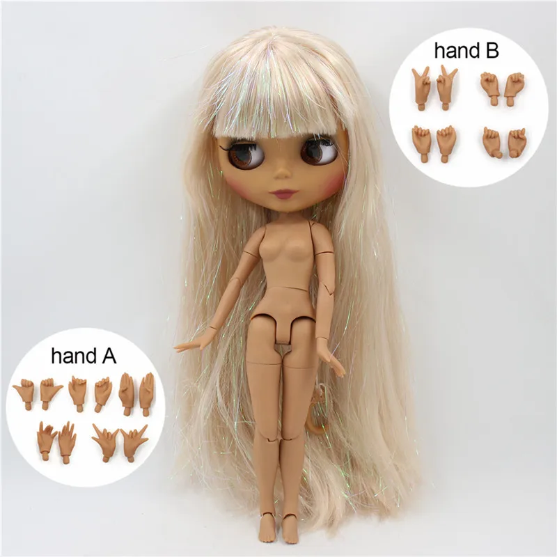 bodyAB 1/6 ледяной обнаженный завод Blyth кукла черный матовый лицо сустава тела Сияющие светлые волосы. Нет. M-47-280BL3139 - Цвет: bodyAB