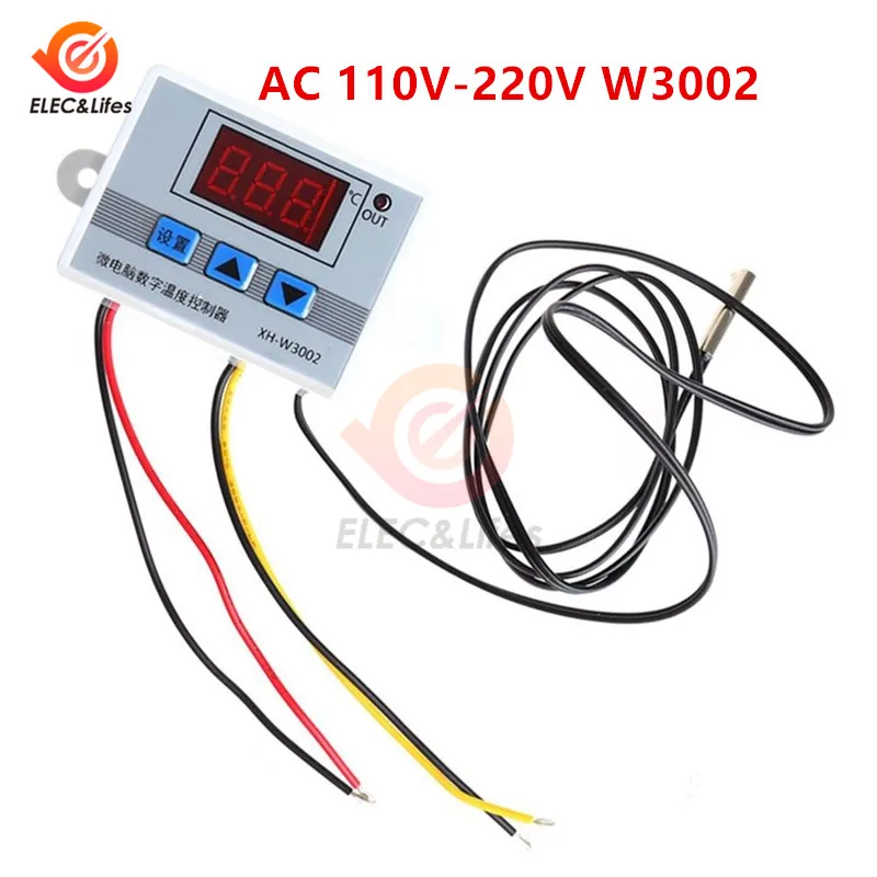 W3002 AC 110-220V XH-W3001 W3002 W3230 цифровой контроль температуры Лер термостат морозильник измеритель температуры переключатель управления W3001 терморегулятор - Цвет: W3002 AC 110-220V