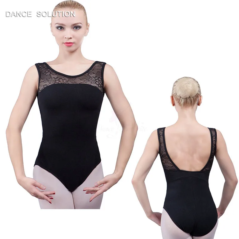 Black Cotton Lace Ballet Leotard Adult &amp Female Dance Dancewear Sleeveless-Open Back Dancing Clothes 01D0058 | Тематическая