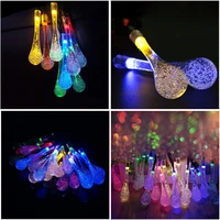 indoor 5m solar powered water drop string lights led fairy light 20led for wedding christmas party festival outdoor decoration