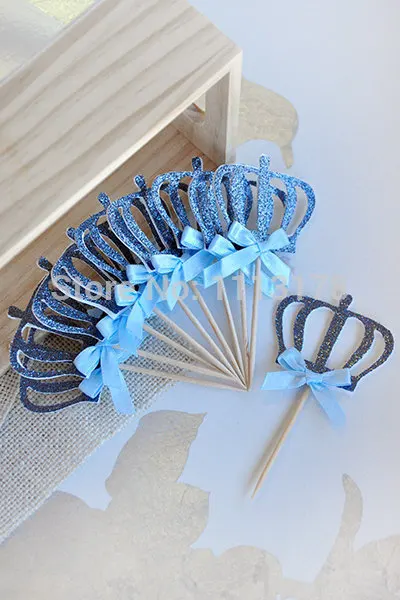 Топперы для капкейков Little prince корона маленького принца Baby Shower свадьбы baby shower