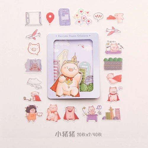 pig 40 шт./упак. милые Животные серии Пингвин Косплей Shiba «Лисья Секретная служба»(Inu DIY клейкая декоративная Стикеры компьютерный декор канцелярские принадлежности для школьников, студентов - Цвет: pig