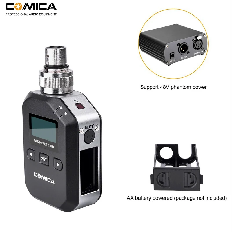 Comica XLR UHF 96-канальный беспроводной подключаемый передатчик для CVM-WM300/CVM-WM200