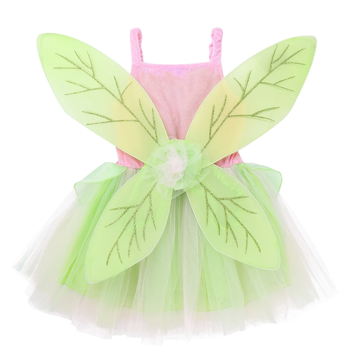 Kids Girls Princess Fairy Costume Sleeveless Mesh Dress Glittery Wings Set Children Halloween Cosplay Party Up | Детская одежда и