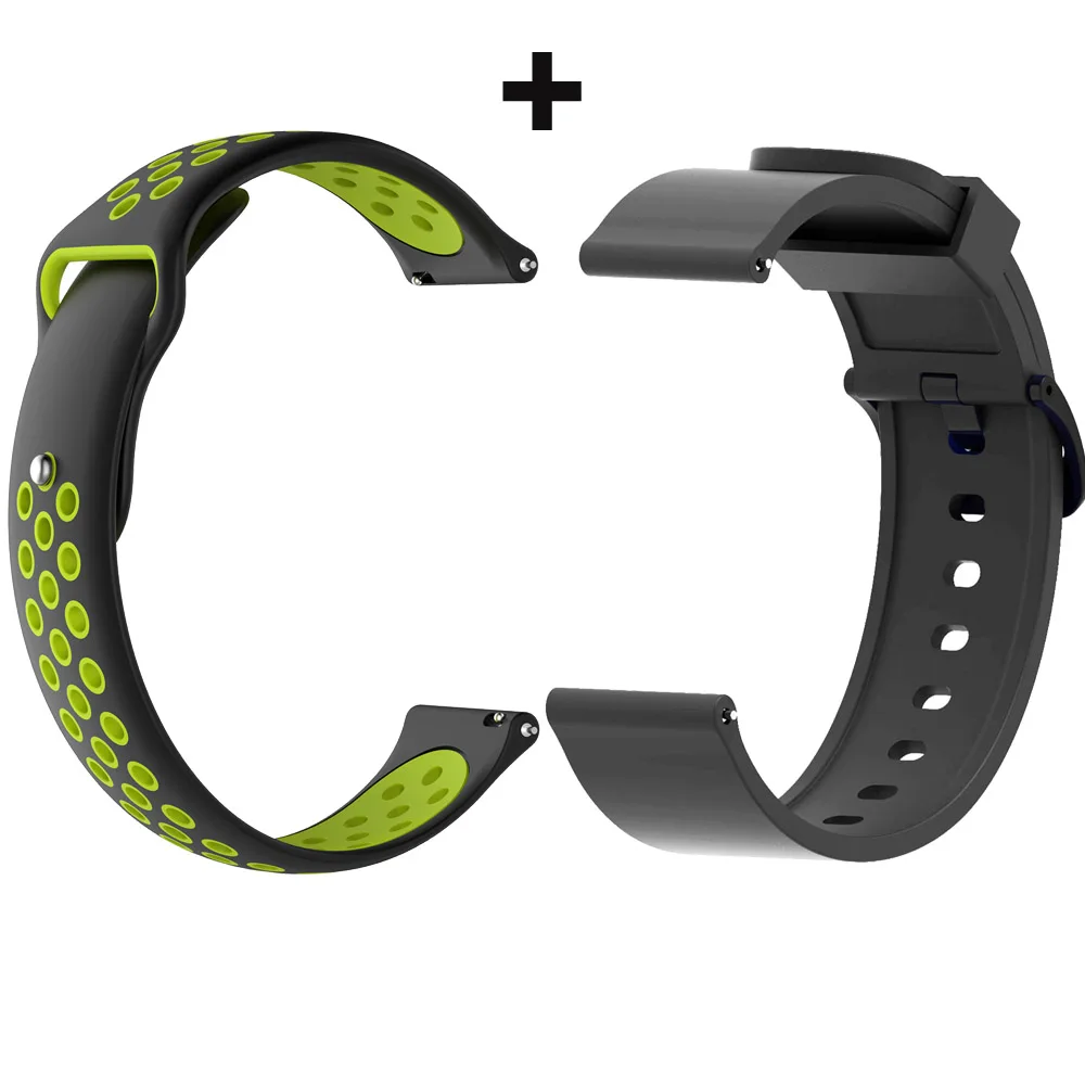 black green-black Для Xiaomi Amazfit GTS браслет Amazfit Bip ремешок для часов Amazfit GTR 42 мм силиконовый ремешок для часов - Цвет: black green-black