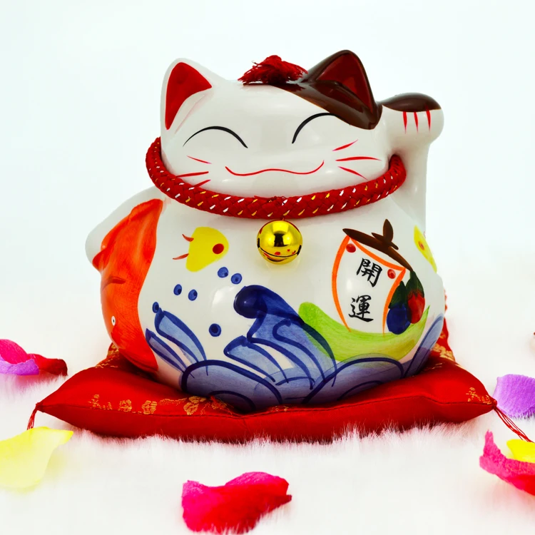 Large hand-painted Japanese Lucky Cat ornaments genuine ceramic piggy bank opening gifts home accessories | Аксессуары для одежды