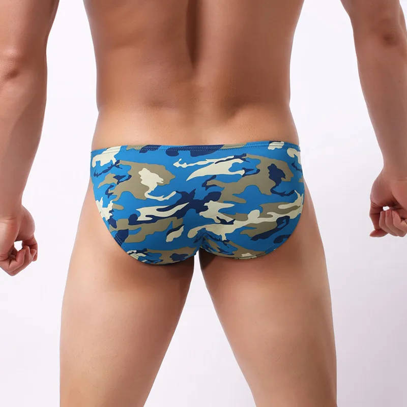 3PCS Sexy Underwear Men Low Waist Briefs Camouflage Shorts Cueca Panties Gay Man T-Back Pouch Seamless Underpants hombre Briefs