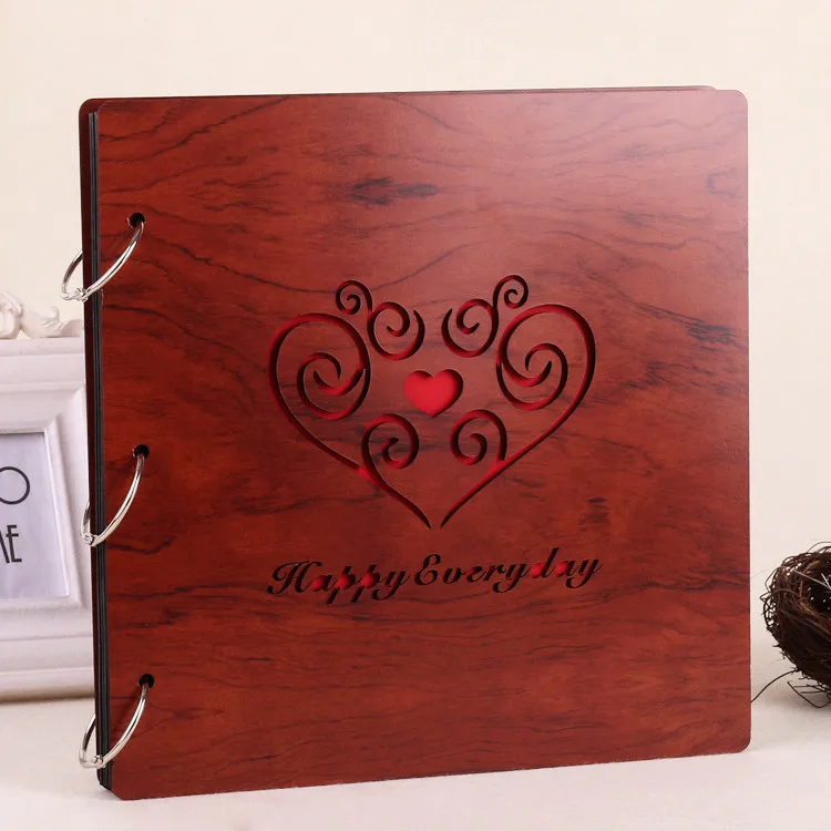 16 дюймов красный деревянный чехол фотоальбом Рассыпчатая история памяти лист DIY