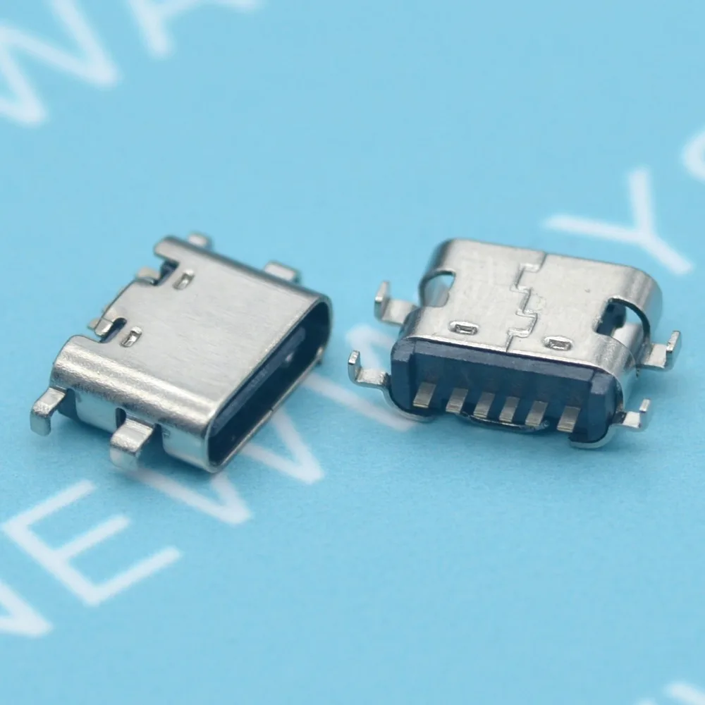 50 шт./лот микро Usb разъем 3 1 Type C 6 контактный для женской розетки зарядного