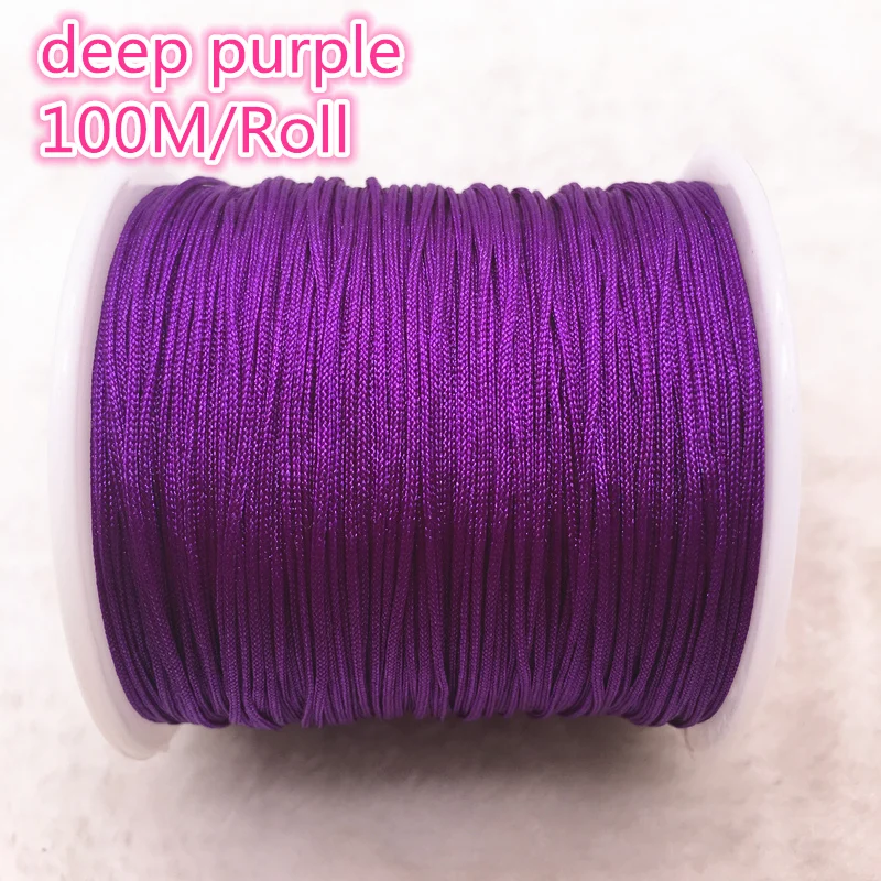 

100 м/рулон 0,8 мм темно-фиолетовый нейлоновый шнур нить китайский узел макраме шнур браслет плетеная нить поделки из бисера нить # 00J