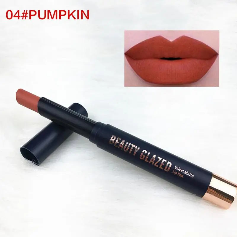 04-PUMPKIN 8 цветов матовая губная помада длительная увлажняющая водостойкие помады макияж легко носить телесный Косметический Оптом Красота Макияж - Цвет: 04-PUMPKIN