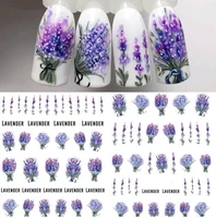 12 8cm5 4cm 1 sheet lavender flower water decals purple blooming flower nail transfer decals nail art water seal water slide