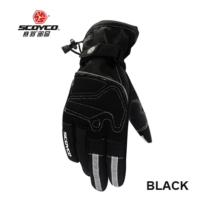 Черный Зимние мотоциклетные перчатки Scoyco M-30 Guantes для мотокросса, спортивные теплые мужские и женские Светоотражающие теплые перчатки для езды - Цвет: Черный