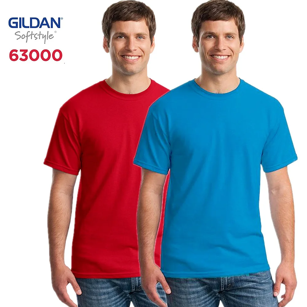 GILDAN 63000 Summer Men 100%Cotton T-shirts Solid Short Sleeve T Shirt Mens Tops Tees Basic TShirts Customized Logo Photo Print