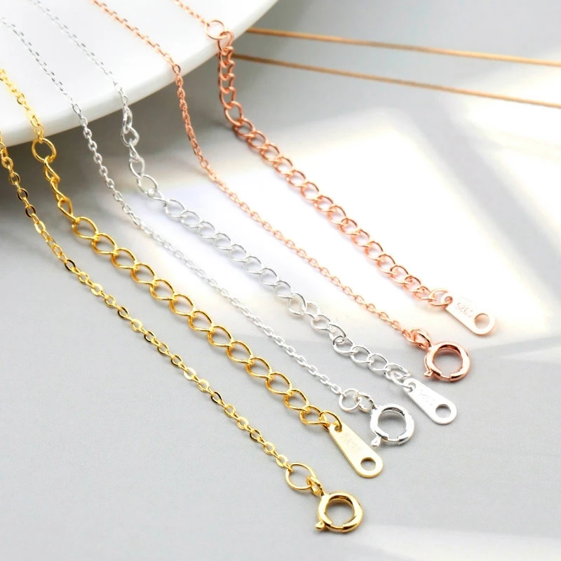 

44cm Fashion 925 Sterling Silver/Gold/Rose Gold Jewelry Cross Chain Thin Necklace for Women Necklace Jewelry Accessories 0.8mm