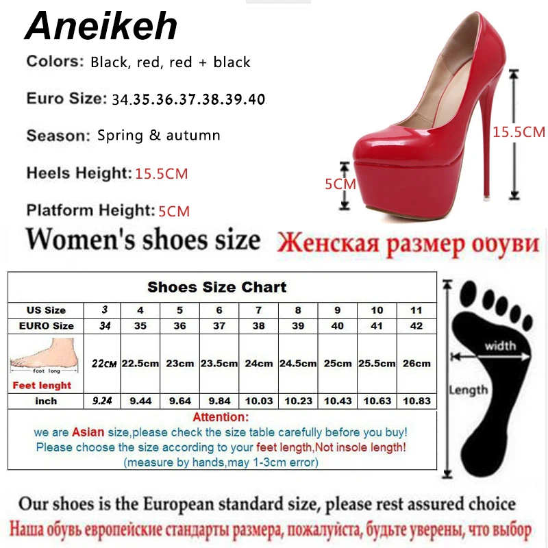 Aneikeh/ г. Весенние женские пикантные туфли-лодочки на платформе и очень высоком каблуке 16 см Женская обувь на шпильке слипоны, размер 34-40, 258-90