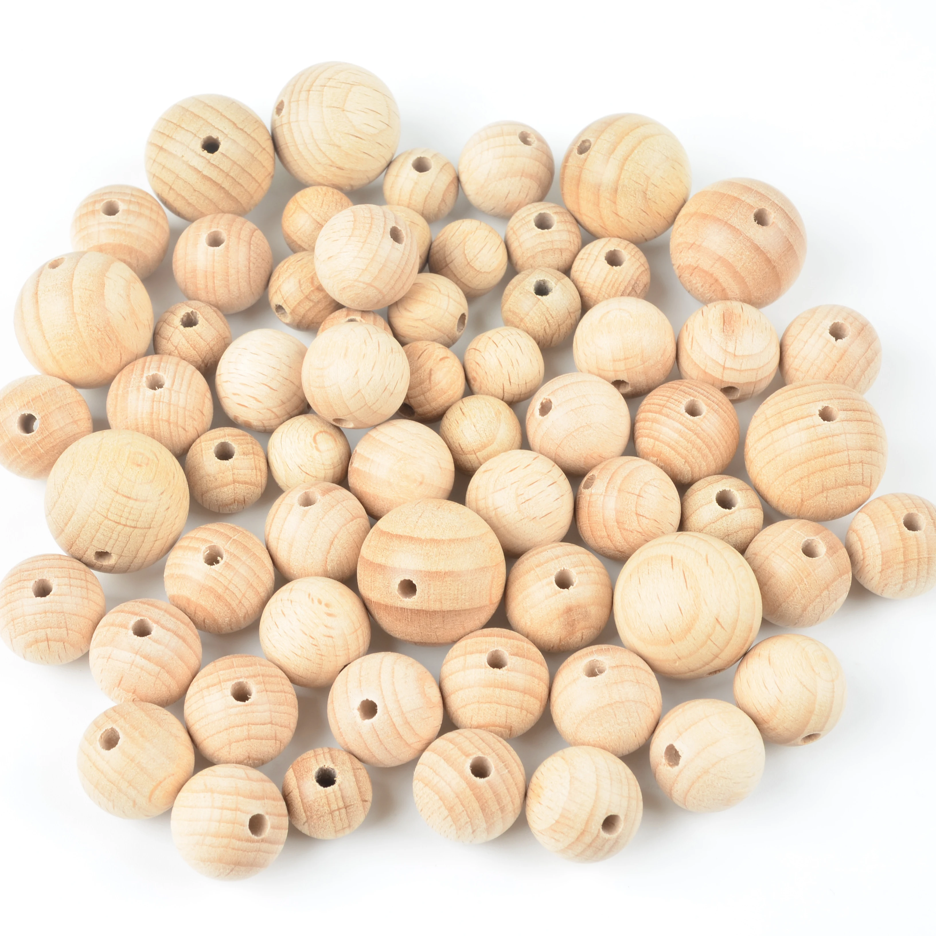 LOFCA 10pcs/lot Wooden Beads  Baby Teether Beads Toy BPA FREE Safe Food Grade Baby Natural Color DIY Jewelry Making ewelry Make images - 6