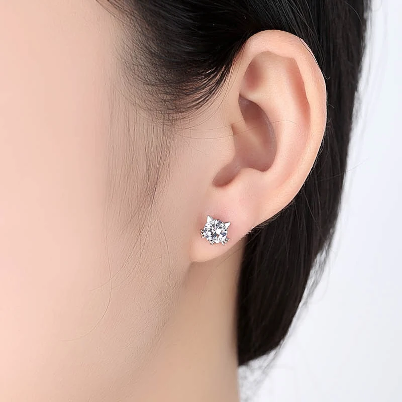 DODO Cute Cat Fairy AAA Zircon Stud Earrings For Young Women Copper Silver Color Fashion Jewellery boucle d'oreille femme E143 |