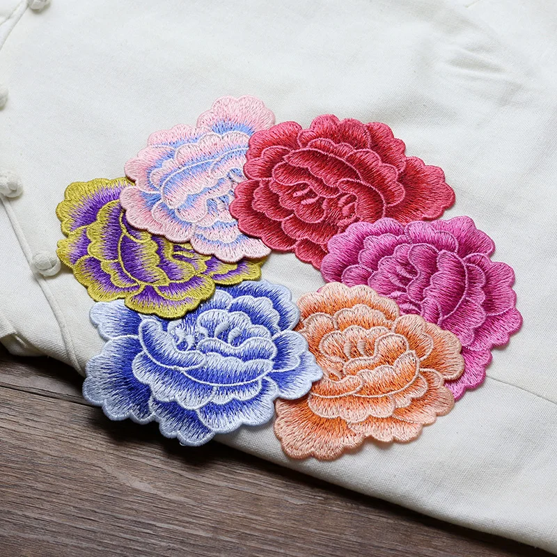 

Hey Yonniex 1 Piece Small Water Soluble 6 Colors Peony Patch Embroidery Flowers Patch DIY Clothing Accessories