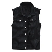 sokotoo mens black jean vest slim fringe denim waistcoat sleeveless tank top