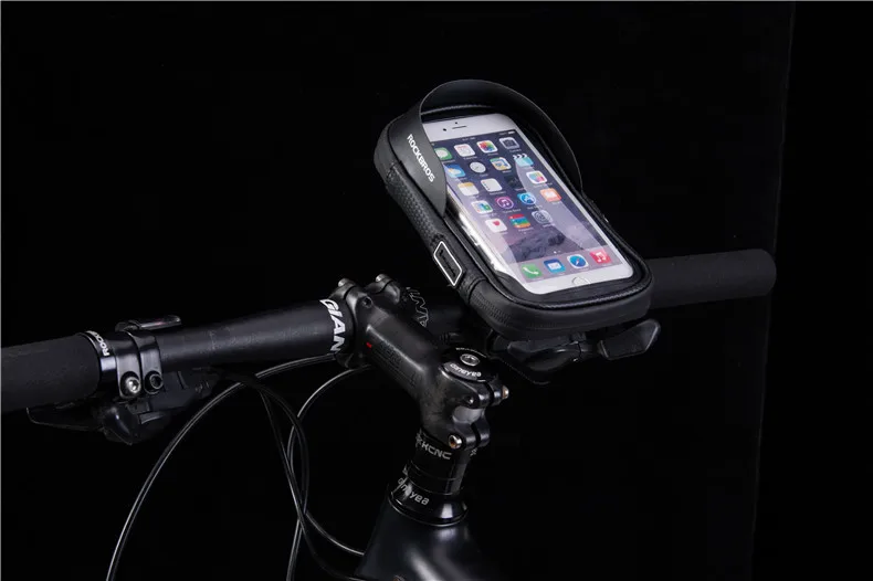 ROCKBROS велосипедная сумка 6 дюймов MTB велосипедная верхняя труба сумка держатель для телефона чехол вращающийся на 360 градусов кронштейн для сенсорного экрана сумка