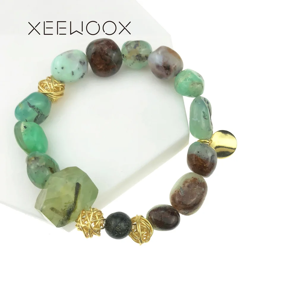 Prehnite Simple Wool yarn ball Charm Bracelets XEEWOOX Natural Stone 18K gold Plated Fine Jewelry Gift Fashion Week Designer | Украшения и