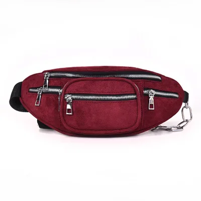 Red waist bag Женская поясная сумка на цепочке, нагрудные сумки, сумка через плечо из искусственной кожи, поясная сумка на ногу, сумка на молнии для телефона B45 - Цвет: Red waist bag