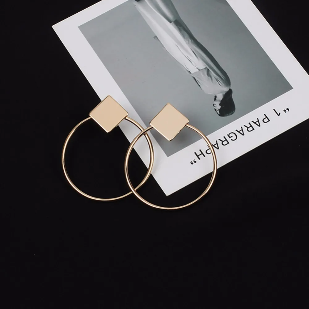 1 пара геометрических квадратных круглых колец серьги гвоздики с золотым и