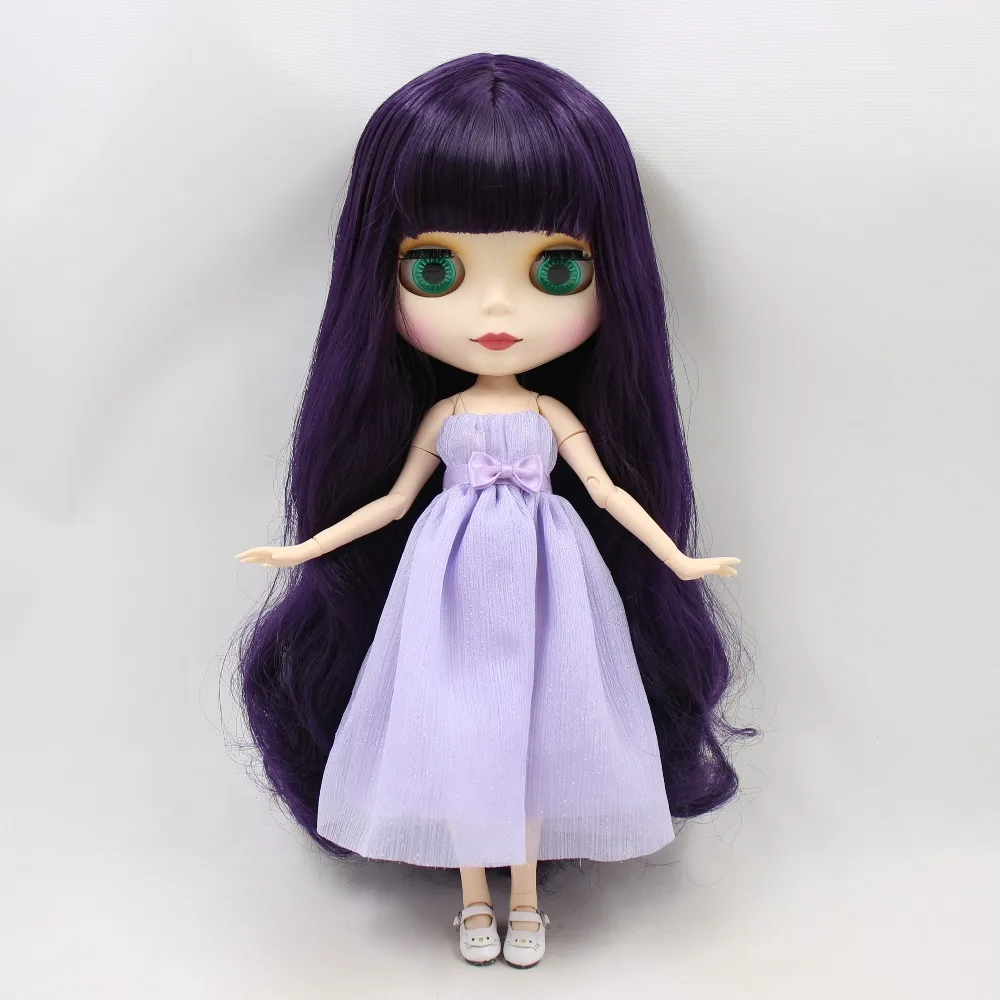 Кукла ICY DBS Blyth фиолетовые волосы матовое лицо белая кожа сустав тело 1/6 30 см