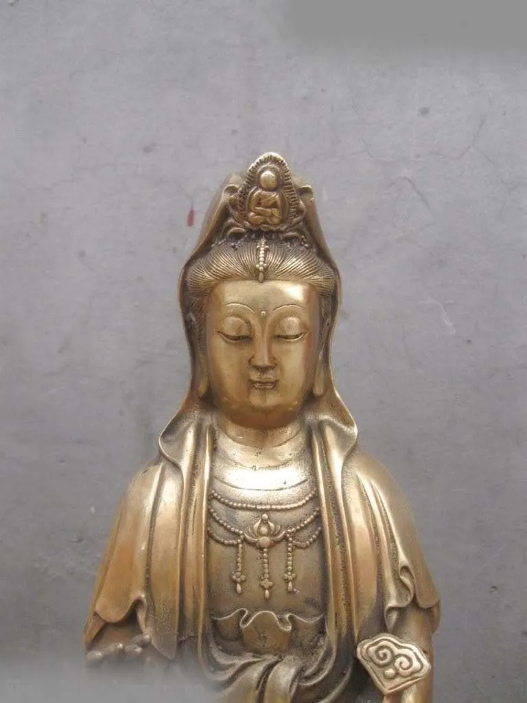 20&quot China copper brass Carved Of as one wishes Kwan-yin buddha Sculpture statue | Дом и сад