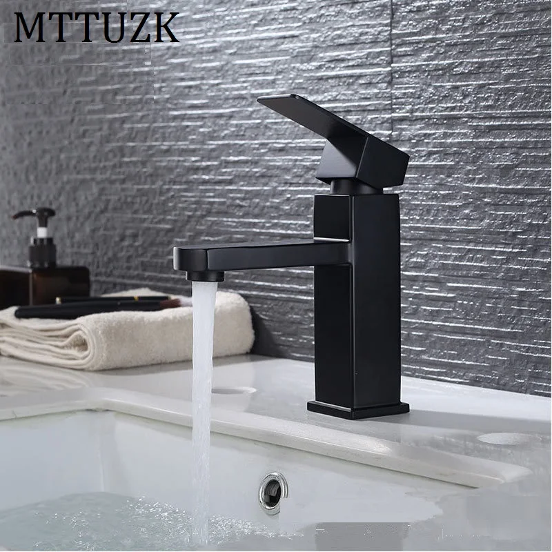 MTTUZK матовый черный кран из нержавеющей стали для ванной комнаты Смеситель