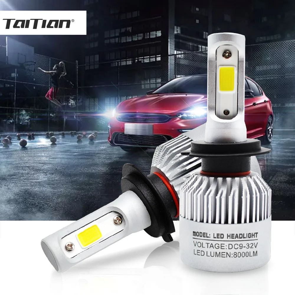 Taitian 2 шт. 72 Вт 8000LM удара 6500 К 12 В h1 автомобилей противотуманные h3 авто h4 супер белый