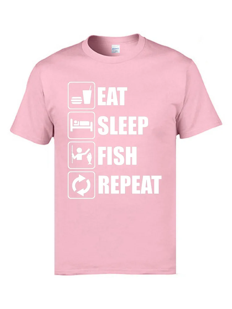 Футболка мужская с надписью Eat Sleep Fish Repeat|Мужские футболки| |