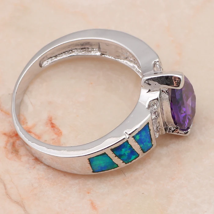 Циркон Оптовая и розничная Синий огненный опал штамп Серебряные кольца