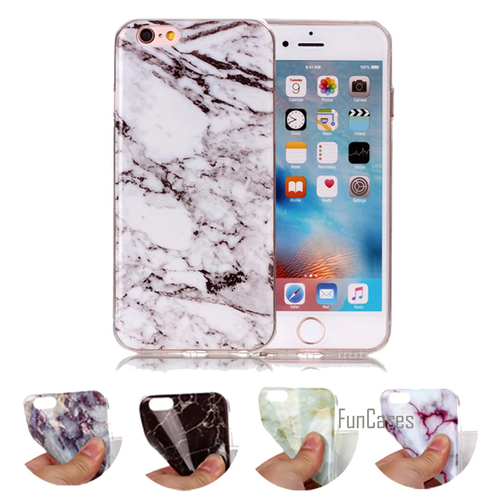 Для Coque iphone 6 S силиконовый чехол для задняя крышка мягкий роскошный из ТПУ гранит