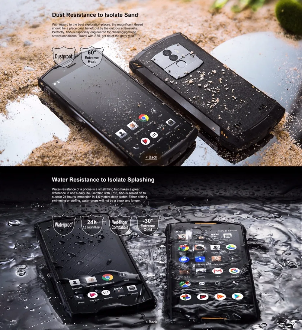DOOGEE S55 IP68 Водонепроницаемый MTK6750 восьмиядерный смартфон Android 8 0 5 &quot4 GB Оперативная