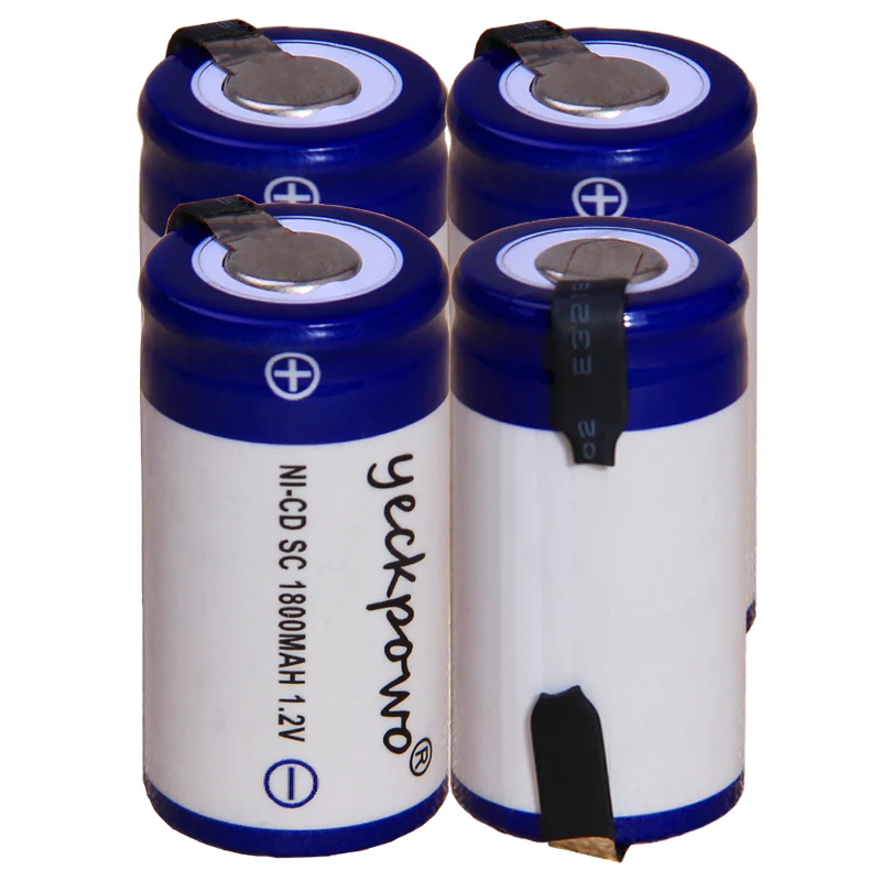 Yeckpowo 4 шт. аккумулятор SC 1 2 v батареи nicd перезаряжаемые для электроинструментов 1800