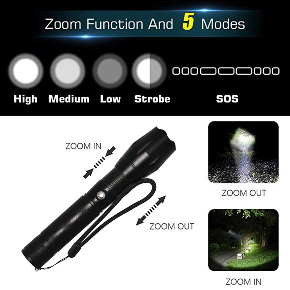 Высокомощный военный тактический фонарь с большим диапазоном масштабируемый