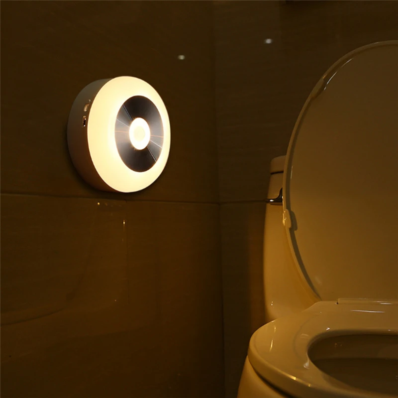 

LED Round Night Motion Sensor 0.8W Light Human Body Induction Light Control USB Sensor Light for Stairs Toilet Aisle Wall Lamp