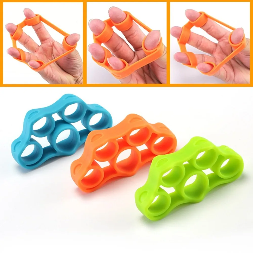 

3pcs Silicone Finger Gripper Strength Trainer Resistance Band Hand Grip Wrist Yoga Stretcher Finger Expander Exercise Hot Sale