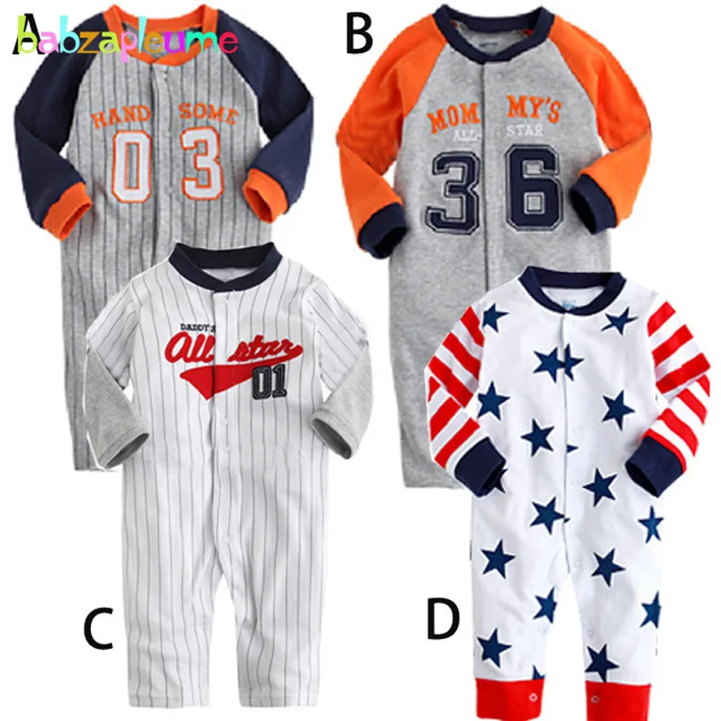 

babzapleume spring autumn infant clothes toddler rompers 100% cotton stripe baby costume boys jumpsuit newborn clothing BC1517