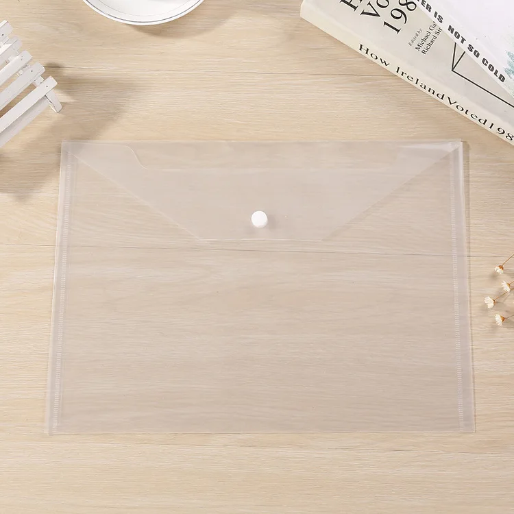 10pcs A4 transparent office study file bags, transparent folder,Closure Folder,white information bag