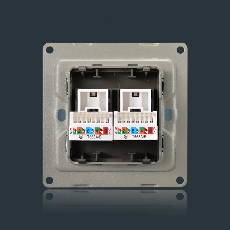 New Double Computer wall socket luxury black crystal acrylic panel PC double port Wall Outlet Free shipping | Обустройство дома