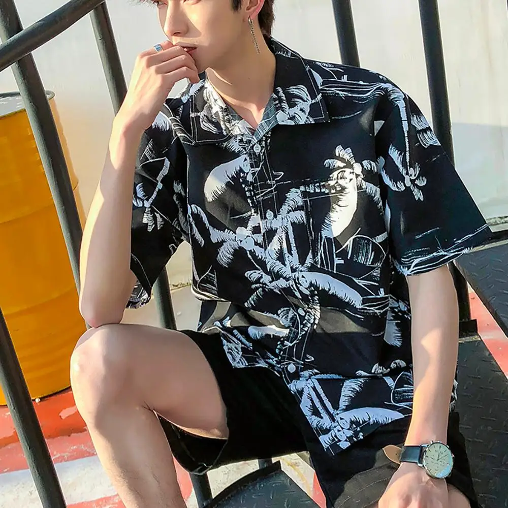 Мужские повседневные рубашки с коротким рукавом и персональным принтом Camisa Lino