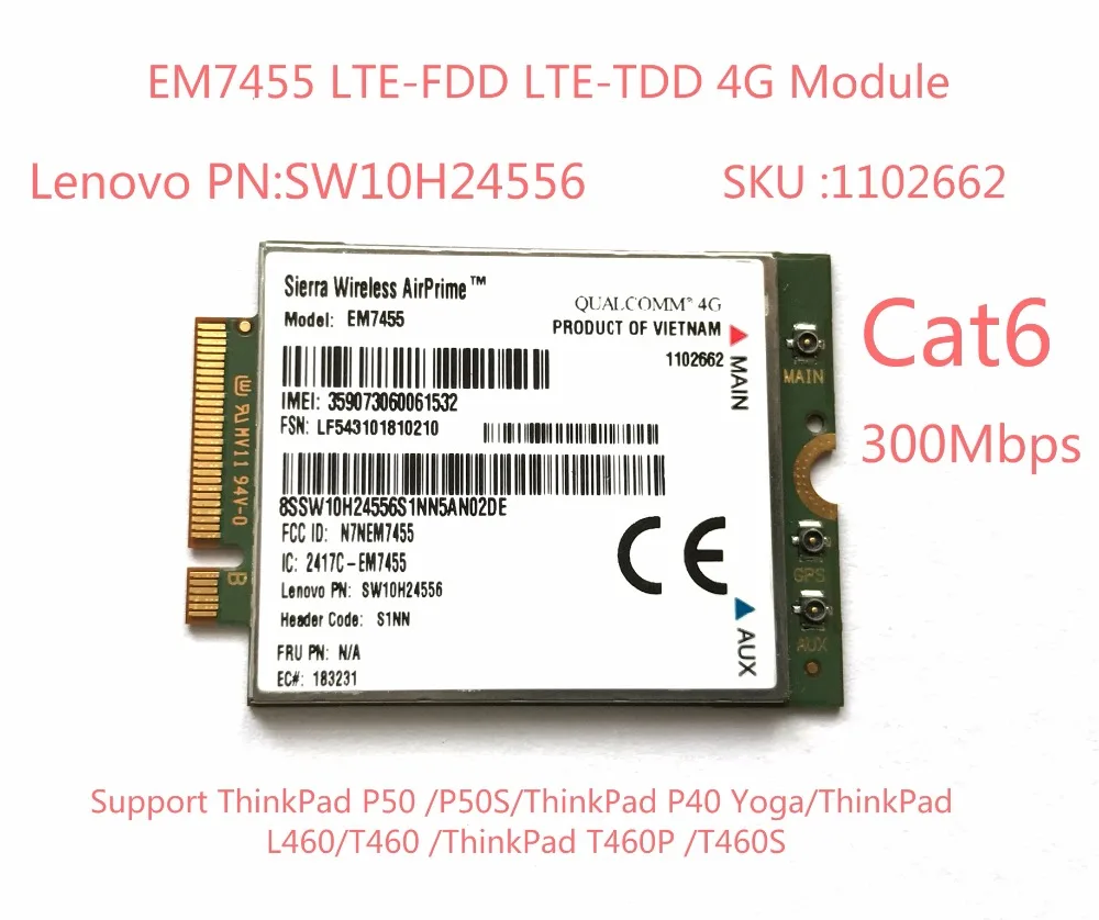 EM7455 FDD/TDD LTE Cat6 4G модуль карта для ноутбука ThinkPad P50 P50S P40 Yoga L460 T460 T460P T460S|lte fdd|card cardcard