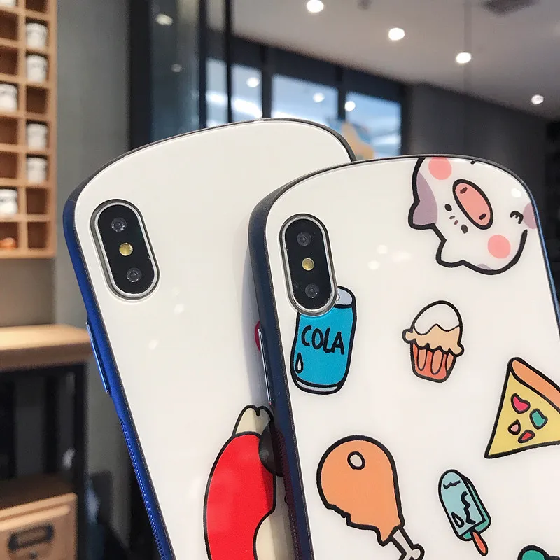 Роскошный стеклянный чехол для телефона Iphone Xr 8 Plus 7 Xs Cute Pig Printing Capa plus Max роскошное
