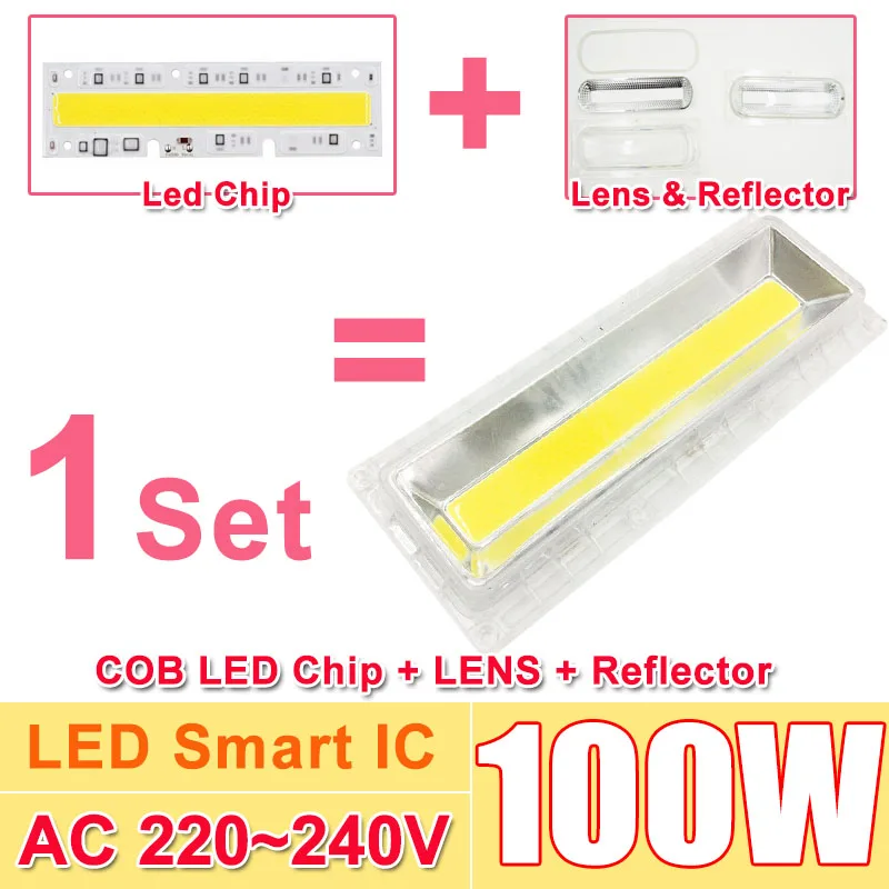 1 комплект светодиодный COB лампы Чип с светодиодный рассеивателем 230V 220V 240V 30 Вт 50 Вт 70 Вт 100 Вт 150 Вт Светодиодный прожектор светильник «сделай сам» - Испускаемый цвет: 100w 220v