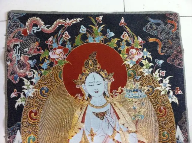 Китайская античная коллекция вышивка танка Белая Тара схема|diagram| |